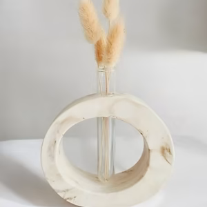 Irregular Round Vase with Glass Tube